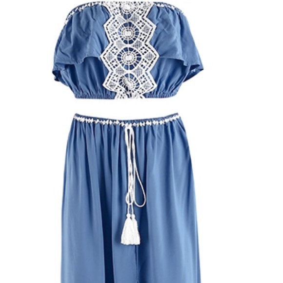 Blue Two piece boho style lightweight maxi dress - Picture 7 of 8